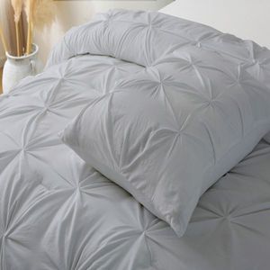 Queen Pintuck <b>Bedding</b> <b>Set</b> 3-Piece Comforter and Pillow Shams Gray Down Alternative Duvet Cover <b>Set</b> - Product Image 2