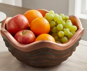 Bol à fruits en céramique moderne avec un design ondulé pour un usage domestique, finition polie durable, ton cuivre, plat de service décoratif - Product Image 4