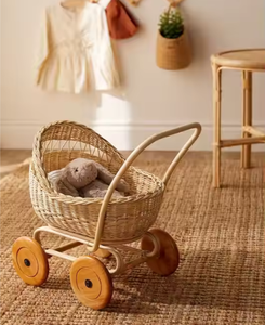 Cuna de Material Natural con Asas y Ruedas Cesta de Almacenamiento para Bebés - Product Image 4