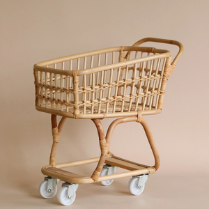 Carrito de Compras de Mimbre Natural Hecho a Mano, con Ruedas de Ratán, para Supermercado, Juguete, Decoración de Guardería - Product Image 4