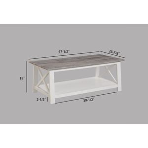 Ensemble de salon en bois blanc et brun, 3 pièces, comprenant une table basse rectangulaire et deux tables d'appoint carrées assorties - Product Image 5