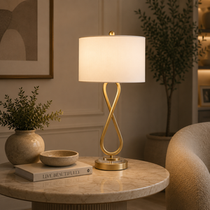 Lámpara de Mesa Metálica Satin Glow con Base de Hierro Niquelado Cepillado y Pantalla de Lino Premium, Iluminación Ambiental Cálida para Interiores Modernos - Product Image 3