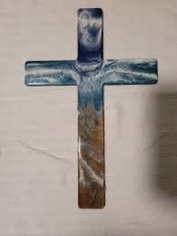 Croix de l'église carrée en résine ILAHI, motif folklorique découpé, design simple, bords lisses, couleurs vibrantes, haute qualité - Product Image 2