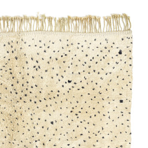 พรมสไตล์โมร็อกโก Boho Beni Oourain พรมผ้าฝ้ายถักมือมีเอกลักษณ์ลายผ้าแจ็คการ์ดสีดำสีเบจ - Product Image 4