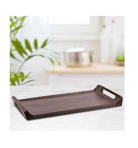Nordic Style Minimalist Wooden Serving Tray Sustainable Hardwood Decorative Platter with Rounded <b>Corners</b> Premium Kitchenware - Product Image 2
