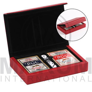 Étui de jeu de poker de haute qualité, 2 parties, en cuir véritable, sac à cartes de poker, logo personnalisé - Product Image 4