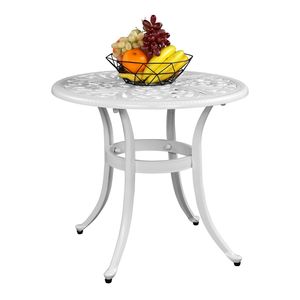 Tavolino da Esterno Phoenix in Alluminio Pressofuso Bianco, Tavolo da Bar Rotondo, Tavolino da Cocktail, Tavolino Laterale - Product Image 4