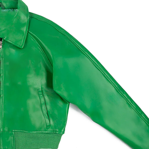 Blouson Bomber en Soie Vert pour Femme, Style Universitaire Sororité, Veste de Sport Premium avec Lettres Grecques, Streetwear Décontracté Teint pour le Printemps - Product Image 3