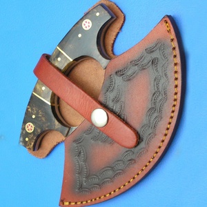 Custom Handmade Ullu <b>Knife</b> Damascus Steel Resin Handle Leather Sheath Eco-Friendly Ambidextrous Modern Dishwasher <b>Safe</b> 6-7.9in - Product Image 6