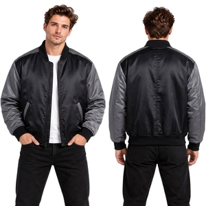 Chaqueta de Invierno para Hombre, Estilo Urbano, Color Gris Plateado, Satén de Seda, con Ilustración en la Espalda, Cierre Metálico, Talla Grande, Precio de Fábrica - Product Image 2