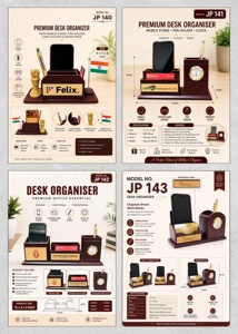 Custom MDF Desk Organizer Set <b>Phone</b> Holder Pen Stand Clock Desktop Organizer 4 Side Branding for <b>Office</b> Gift - Product Image 2