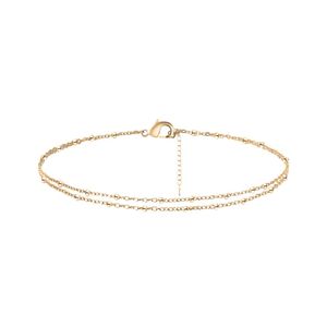 Wholesale Dainty Double Row <b>Anklet</b> for Women 18K Gold Plated Stainless Steel - Product Image 2