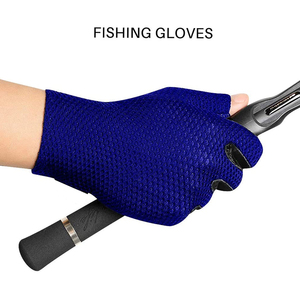 Guantes de Pesca Premium de Medio Dedo, de Malla Azul y Negra, Transpirables, Ligeros, Unisex, para Todas las Estaciones, con Cierre de Tirón, Ecológicos - Product Image 4