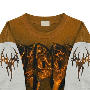 T-shirt Homme Col Rond Manches Longues Double Couche Imprimé Effet Délavé Oversize Logo Personnalisé Style Vintage 100% Coton Épaules Tombantes - Product Image 2