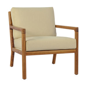 Fauteuil lounge en teck massif avec coussin rembourré doux, imperméable et écologique, conçu pour le confort du salon contemporain - Product Image 5