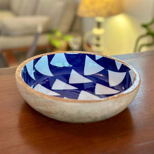 Tazón para Servir Hecho a Mano de Madera de Mango con Estampado de Esmalte, Tazón Decorativo Apto para Alimentos para Frutos Secos, Papas Fritas, Decoración del Hogar, Venta al por Mayor - Product Image 3