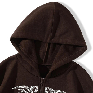 Sudadera con Capucha Personalizada de Alta Calidad con Diseño de Esqueleto y Pedrería, Impresión Digital, Forro Polar de Poliéster/Algodón Transpirable para Hombre, Invierno - Product Image 3