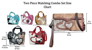 Bolso Bandolera de Cuero Vacuno de Alta Calidad, Estilo Occidental, Hecho a Mano, con Bolso de Mano a Juego, Juego de 2 Piezas - Product Image 2