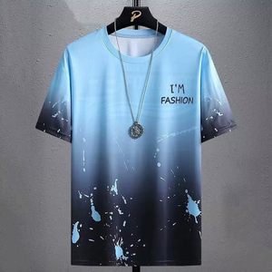 Nouveau T-shirt décontracté d'été pour homme, respirant, séchage rapide, pour activités de plein air, coupe classique, en polyester/coton, uni - Product Image 3