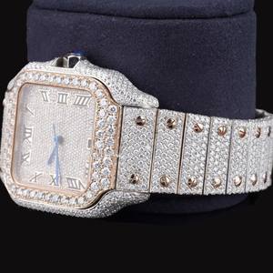 Reloj de Lujo con Diamantes Moissanite VVS Fabricado en Fábrica, Relojes Totalmente Cubiertos de Diamantes, Esfera Inteligente, Movimiento de Cuarzo Ultra-Band, Estilo Hip Hop - Product Image 3