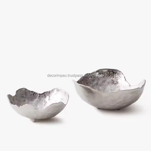 Bol design en fonte d'aluminium pour vaisselle Offre Spéciale Bol de qualité supérieure Bol sur pied décoratif nickelé - Product Image 2