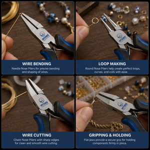 Juego de alicates profesionales para la fabricación de joyas, herramientas de precisión para doblar, cortar y agarrar alambres, con estuche de almacenamiento. - Product Image 6