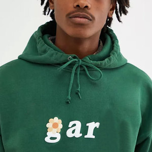 Green Hooded Fleece <b>Pullover</b> <b>Men</b> 100% Cotton Oversized Casual Front Pocket Breathable 300g Winter Streetwear - Product Image 6