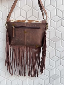 Nouveauté 2026 : Sac à bandoulière en cuir de vachette véritable avec franges, fait main, style bohème gypsy, multi-usages - Product Image 3