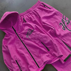 Lightweight Nylon Windbreaker <b>Jackets</b> and Nylon Track Pants Set Custom Stitching Mesh Fabric Jogging <b>Suits</b> Windbreaker Tracksuit - Product Image 5