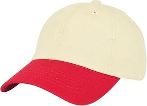 Casquette de baseball 6 panneaux rouge crème contrastée, respirante, imperméable, 100 % coton, tissu maille, ajustable, pour homme, style sportif - Product Image 3