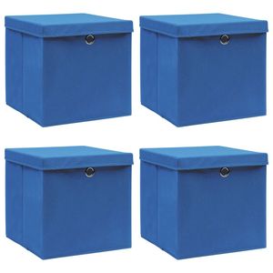 Ensemble de 4 boîtes de rangement en tissu non tissé bleu 100% polyester, organiseurs de vêtements - Product Image 1