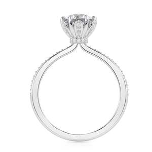 Anillo de Compromiso Solitario Único con Diamante Cultivado en Laboratorio de Corte Redondo y Detalles en Oro Rosa para Mujer - Product Image 6