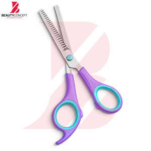 Purple and Teal Contrast Color Plastic Handle Thinning Scissors Professional Hairdressing Tools for Salon and Home Use - Product Image 6