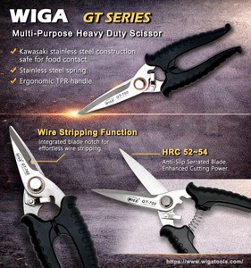 [WIGA]GT-700 Tijeras Industriales Multiusos de 8 Pulgadas con Hoja Larga de Acero Inoxidable con Borde Dentado, Mango de Metal, Color Negro - Product Image 6