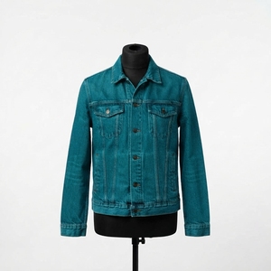 Chaqueta Vaquera Clásica de Invierno para Hombre, 100% Algodón, Cuello Alto, Logotipo Frontal, Estilo Urbano y Moderno - Product Image 1