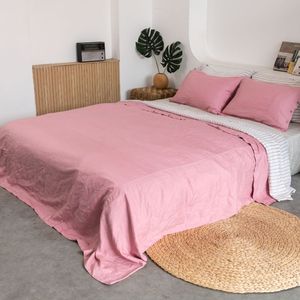 Vente en gros de linge de lit en lin français 100% - Ensemble de literie 4 pièces - 2 taies d'oreiller - Drap élastique - Fermeture à boutons - OEM ODM - Product Image 5