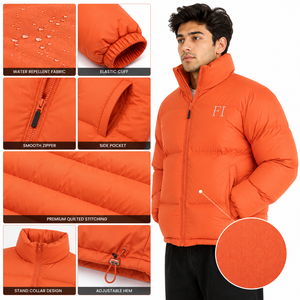 Vestes matelassées personnalisées pour hommes, col montant, hiver, rembourrées, résistantes à l'eau, chaudes, décontractées, pour l'extérieur, OEM, vente en gros - Product Image 5