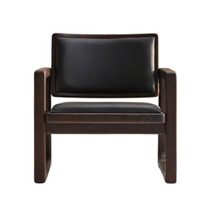 Silla de Madera Maciza con Reposabrazos, Asiento Tapizado en Cuero PU, Silla de Ocio Moderna y Minimalista para Muebles de Hotel, Cafetería y Restaurante - Product Image 1