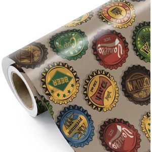 Rotolo di Carta da Regalo Mini da 17 Pollici x 16,5 Piedi con Tappi di Bottiglia di Birra Vintage con Diverse Scritte, Biglietti di Auguri Perfetti - Product Image 1