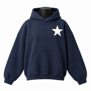 Sweat-shirt à capuche surdimensionné pour femme avec motif étoile, style streetwear décontracté - Product Image 1