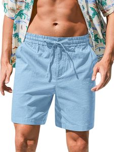 Pantalones Cortos Cargo Casuales para Hombre, Tela de Algodón Resistente, Diseño Utilitario con Múltiples Bolsillos, Corte Relajado, Cintura Alta con Cierre de Cordón - Product Image 2