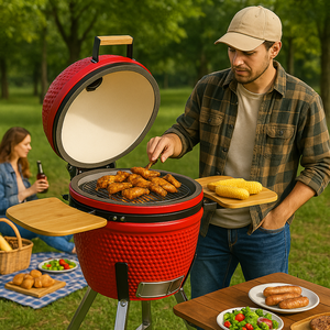 <span class=keywords><strong>Four</strong></span> à <span class=keywords><strong>barbecue</strong></span> vertical en céramique de luxe, grand modèle, avec fonction <span class=keywords><strong>pizza</strong></span>, revêtement en poudre - Product Image 1