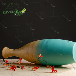 Jarrón de bambú verde azulado hecho a mano para decoración ecológica del hogar para arreglos florales y exhibiciones de mesa minimalistas - Product Image 6