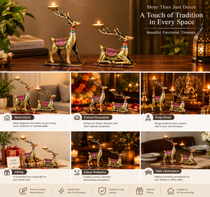 Handcrafted Metal Deer <b>Tealight</b> <b>Candle</b> <b>Holder</b> Set Antique Gold Reindeer <b>Candle</b> Stand for Home Decor Wedding Centerpiece Diwali - Product Image 3