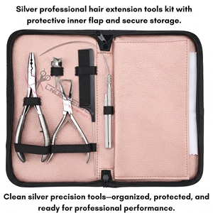 Juego Completo Profesional de Herramientas de Acero Inoxidable para Instalación de Extensiones de Cabello, Alicates y Tijeras para Crimpar Cuentas - Product Image 6