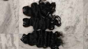 Extensiones de cabello humano natural indio de alta calidad, grado 12A, tejido a máquina con doble trama. - Product Image 2