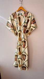 Kaftan en coton imprimé à la main prêt-à-porter, tenue de plage personnalisée pour femme, robe kaftan imprimée pour soirée, kaftan en coton avec ceinture intérieure - Product Image 2