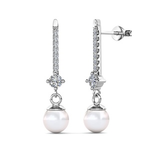 Bijoux de mariée de mariage Boucles <span class=keywords><strong>d</strong></span>'oreilles pendantes en perles ornées de perles <span class=keywords><strong>Swarovski</strong></span> Daisini Boucles <span class=keywords><strong>d</strong></span>'oreilles en argent sterling 925 - Product Image 3