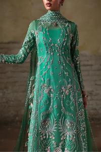 Premium Pakistani Anarklai <b>Dress</b> <b>Mint</b> Green Sage Pastel Floor Length Long Maxi With Delicate Floral Threadwork Sequin Detailing - Product Image 4