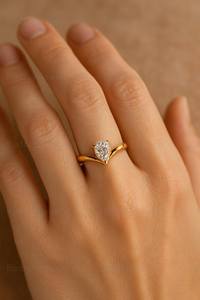 Anillo de banda con diamante tallado en forma de pera de 1.01 CT, cultivado en laboratorio, brillante, para mujer, de oro macizo de 14K, regalo de aniversario o promesa para amantes. - Product Image 4